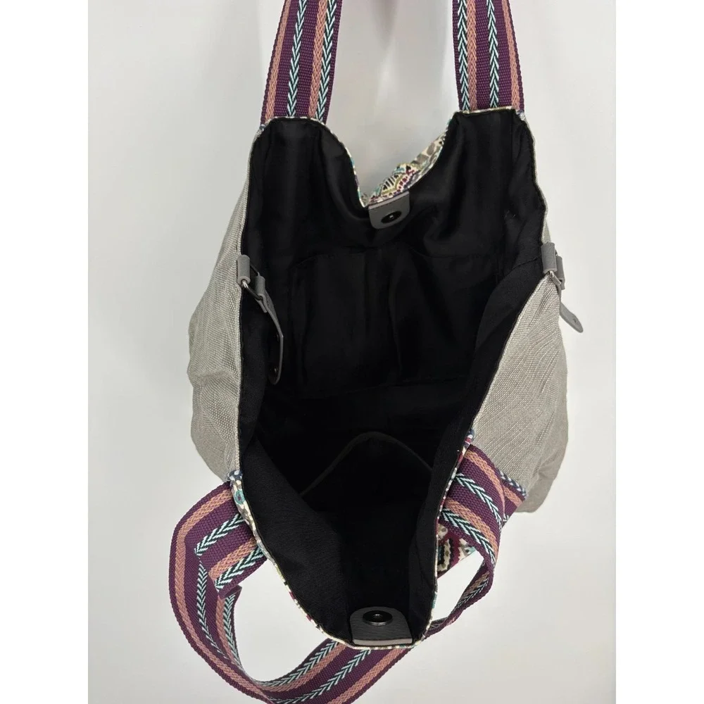 The Sak Sakroots Tote Gray Geometric Catalina Cotton Canvas Double Handles